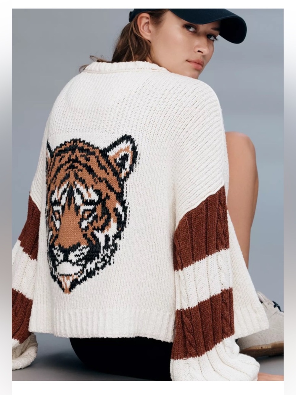 Anthropologie Pilcro Tiger Cable Knit Zip Up Icon Sweater